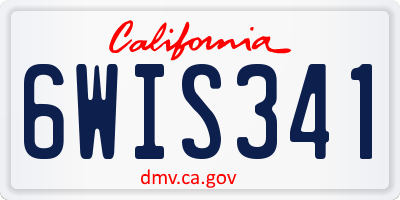 CA license plate 6WIS341