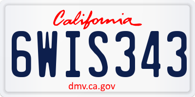 CA license plate 6WIS343