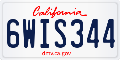 CA license plate 6WIS344