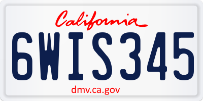CA license plate 6WIS345