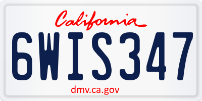 CA license plate 6WIS347