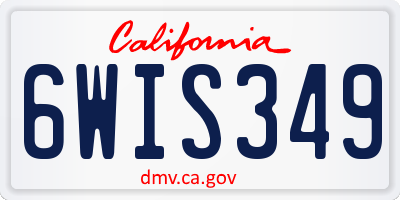 CA license plate 6WIS349
