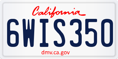 CA license plate 6WIS350