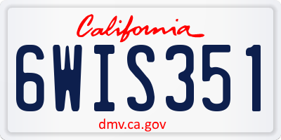 CA license plate 6WIS351