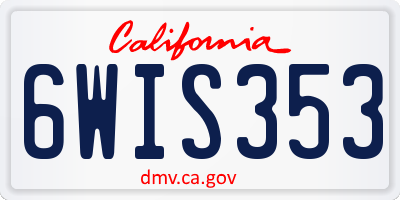 CA license plate 6WIS353