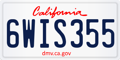 CA license plate 6WIS355