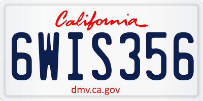 CA license plate 6WIS356