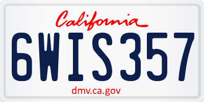 CA license plate 6WIS357