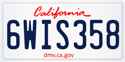 CA license plate 6WIS358