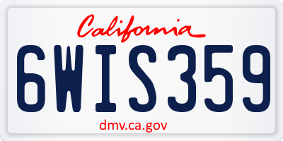 CA license plate 6WIS359