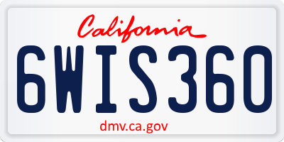 CA license plate 6WIS360