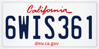 CA license plate 6WIS361