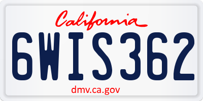 CA license plate 6WIS362