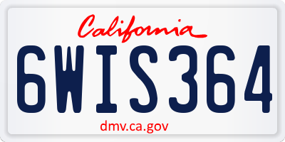 CA license plate 6WIS364