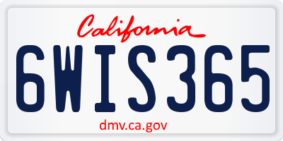CA license plate 6WIS365