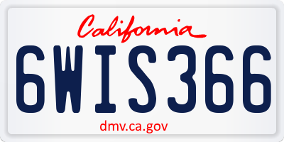 CA license plate 6WIS366