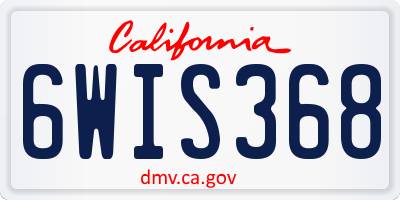 CA license plate 6WIS368