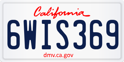 CA license plate 6WIS369