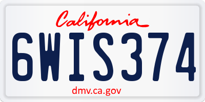 CA license plate 6WIS374