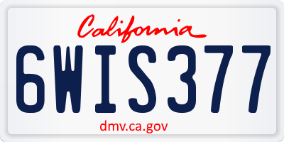 CA license plate 6WIS377