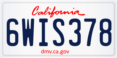 CA license plate 6WIS378