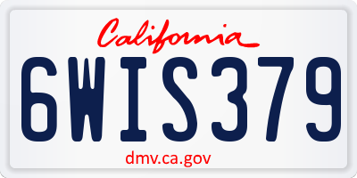 CA license plate 6WIS379