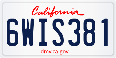 CA license plate 6WIS381