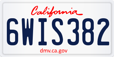 CA license plate 6WIS382