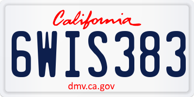 CA license plate 6WIS383