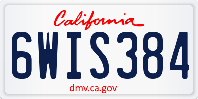 CA license plate 6WIS384