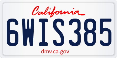 CA license plate 6WIS385