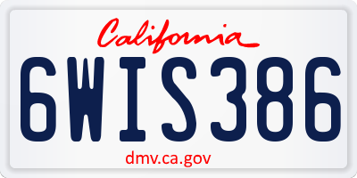 CA license plate 6WIS386