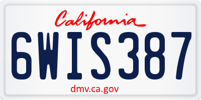 CA license plate 6WIS387