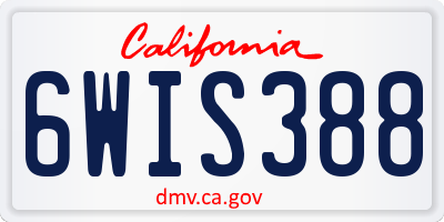 CA license plate 6WIS388
