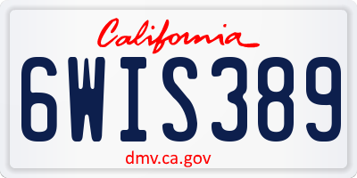 CA license plate 6WIS389