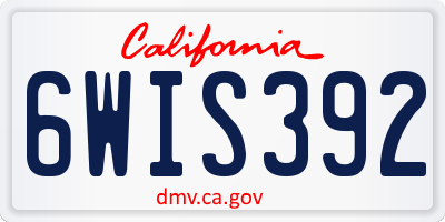 CA license plate 6WIS392