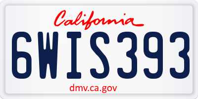 CA license plate 6WIS393