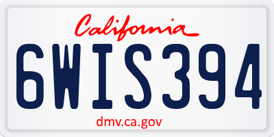CA license plate 6WIS394