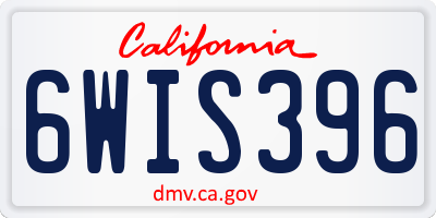 CA license plate 6WIS396