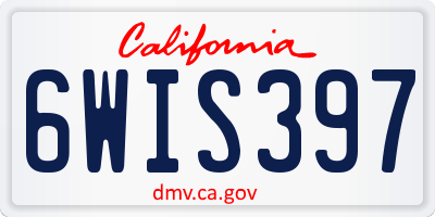 CA license plate 6WIS397