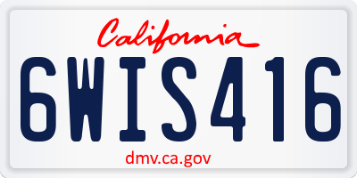 CA license plate 6WIS416