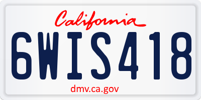 CA license plate 6WIS418
