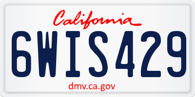 CA license plate 6WIS429