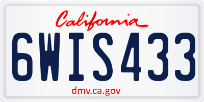 CA license plate 6WIS433