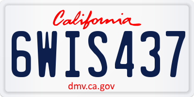 CA license plate 6WIS437