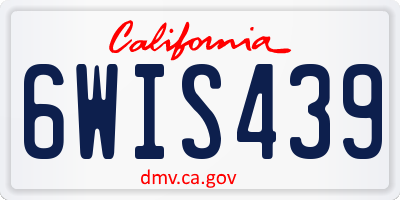 CA license plate 6WIS439