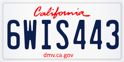 CA license plate 6WIS443