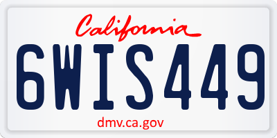 CA license plate 6WIS449