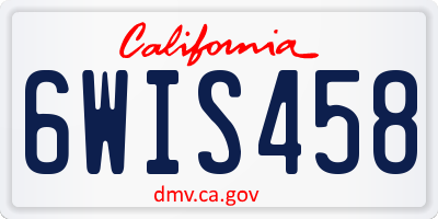 CA license plate 6WIS458