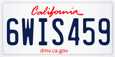 CA license plate 6WIS459
